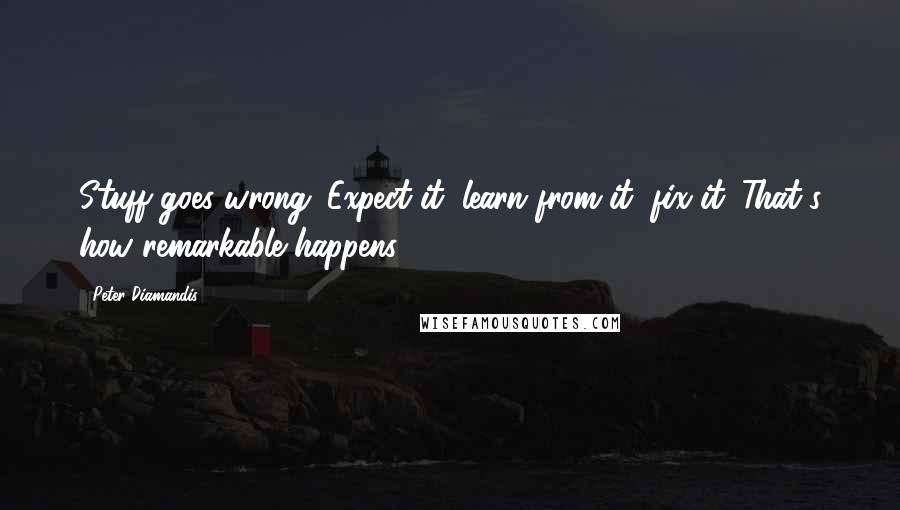 Peter Diamandis Quotes: Stuff goes wrong. Expect it, learn from it, fix it. That's how remarkable happens.