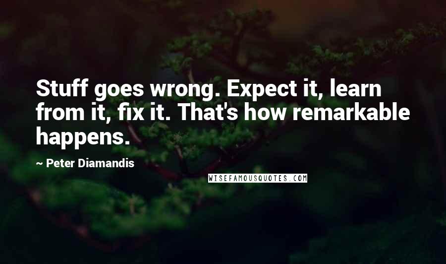 Peter Diamandis Quotes: Stuff goes wrong. Expect it, learn from it, fix it. That's how remarkable happens.