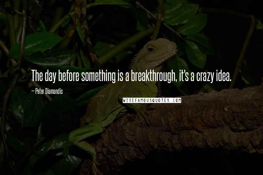 Peter Diamandis Quotes: The day before something is a breakthrough, it's a crazy idea.