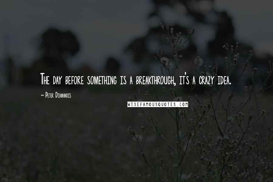 Peter Diamandis Quotes: The day before something is a breakthrough, it's a crazy idea.