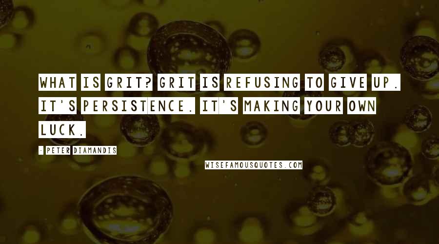 Peter Diamandis Quotes: What is grit? Grit is refusing to give up. It's persistence. It's making your own luck.