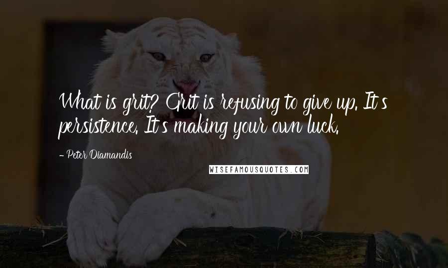 Peter Diamandis Quotes: What is grit? Grit is refusing to give up. It's persistence. It's making your own luck.