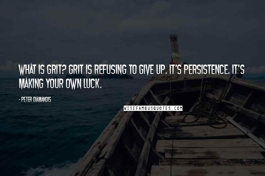 Peter Diamandis Quotes: What is grit? Grit is refusing to give up. It's persistence. It's making your own luck.