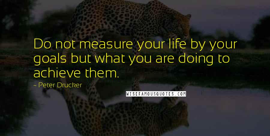 Peter Drucker Quotes: Do not measure your life by your goals but what you are doing to achieve them.