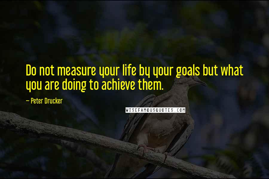 Peter Drucker Quotes: Do not measure your life by your goals but what you are doing to achieve them.