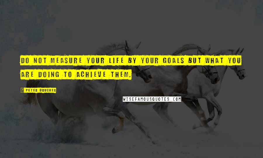 Peter Drucker Quotes: Do not measure your life by your goals but what you are doing to achieve them.