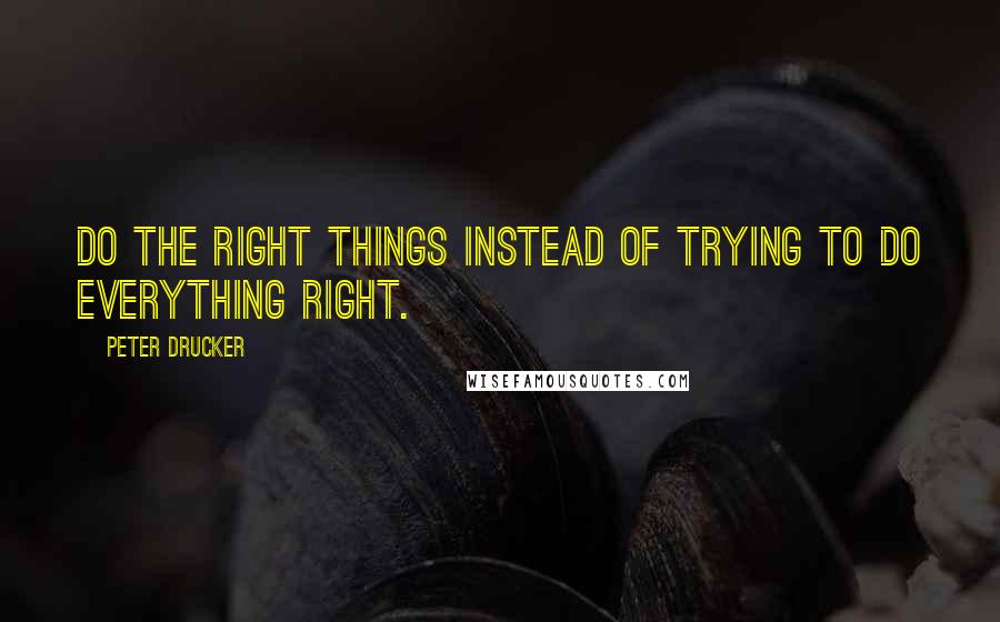 Peter Drucker Quotes: Do the right things instead of trying to do everything right.