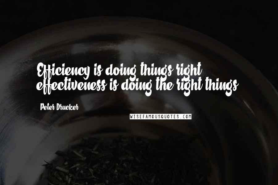 Peter Drucker Quotes: Efficiency is doing things right; effectiveness is doing the right things.