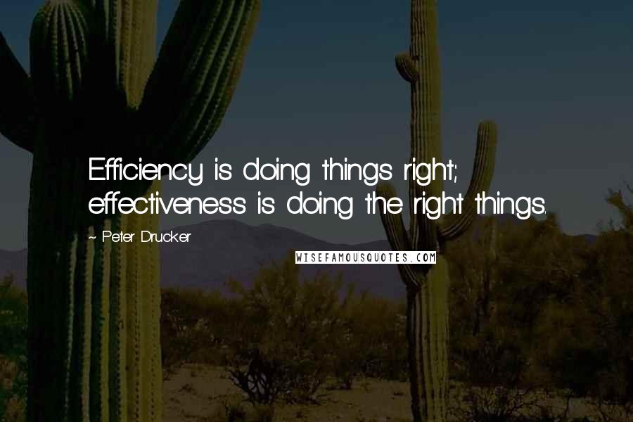 Peter Drucker Quotes: Efficiency is doing things right; effectiveness is doing the right things.