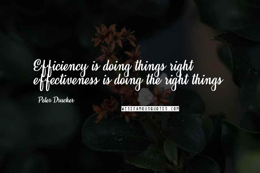 Peter Drucker Quotes: Efficiency is doing things right; effectiveness is doing the right things.