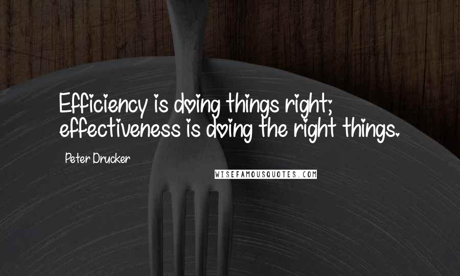 Peter Drucker Quotes: Efficiency is doing things right; effectiveness is doing the right things.