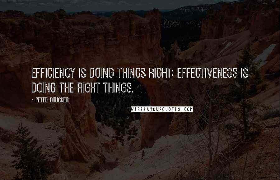 Peter Drucker Quotes: Efficiency is doing things right; effectiveness is doing the right things.