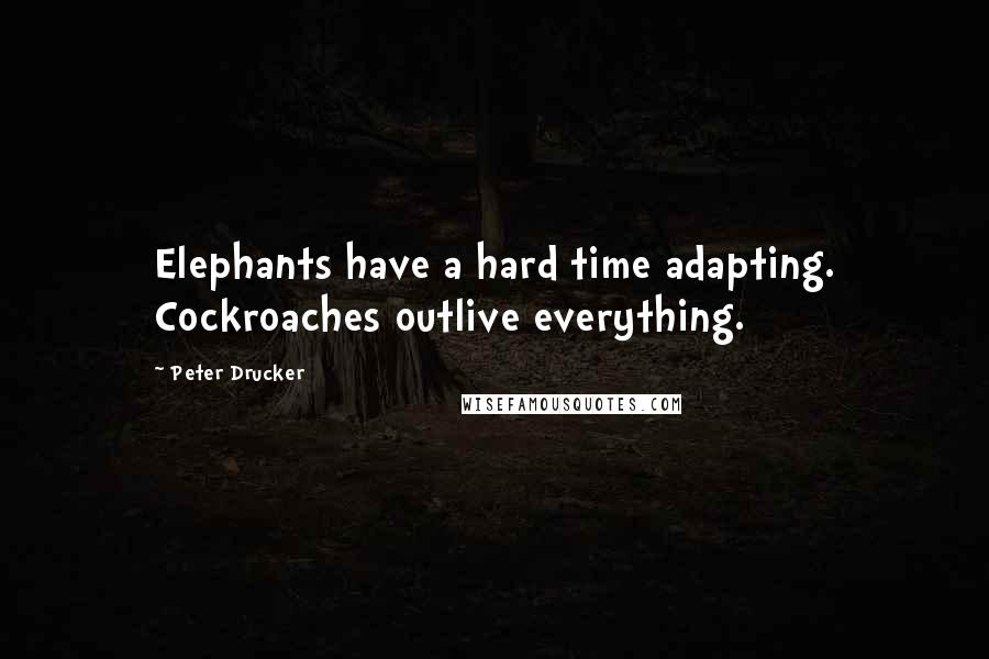 Peter Drucker Quotes: Elephants have a hard time adapting. Cockroaches outlive everything.
