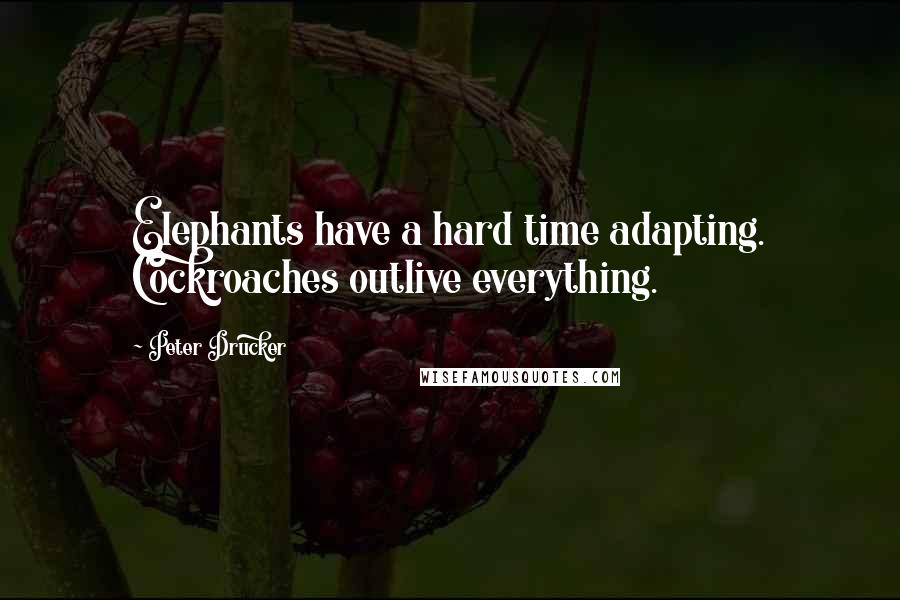 Peter Drucker Quotes: Elephants have a hard time adapting. Cockroaches outlive everything.