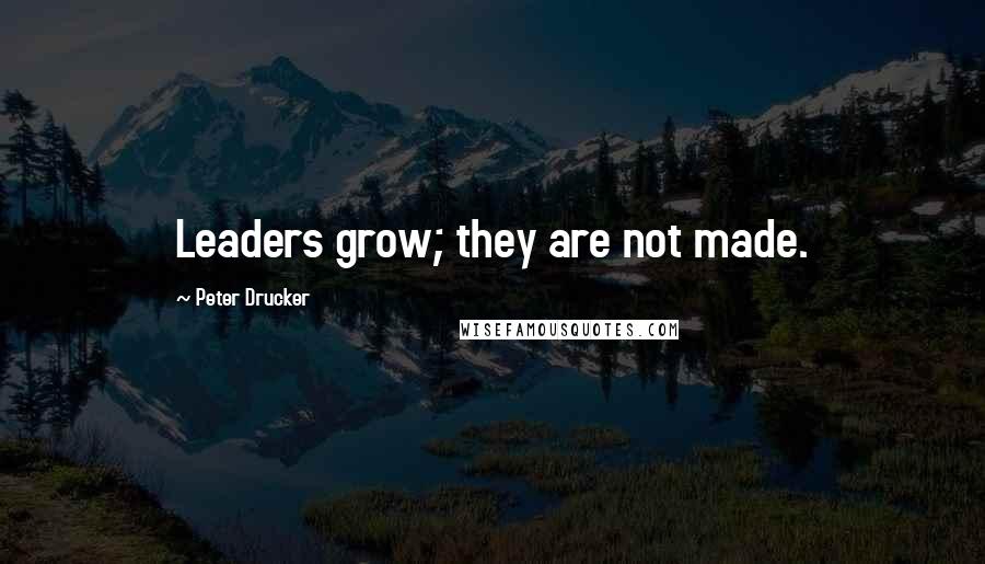 Peter Drucker Quotes: Leaders grow; they are not made.