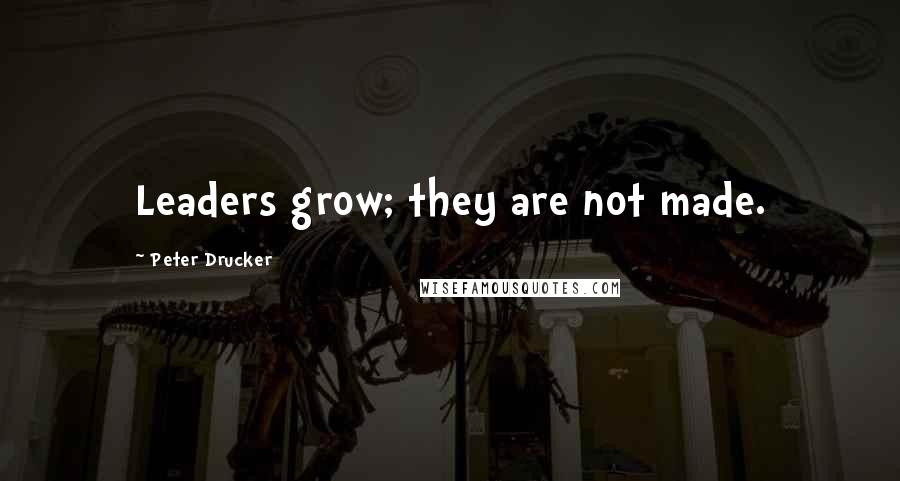 Peter Drucker Quotes: Leaders grow; they are not made.