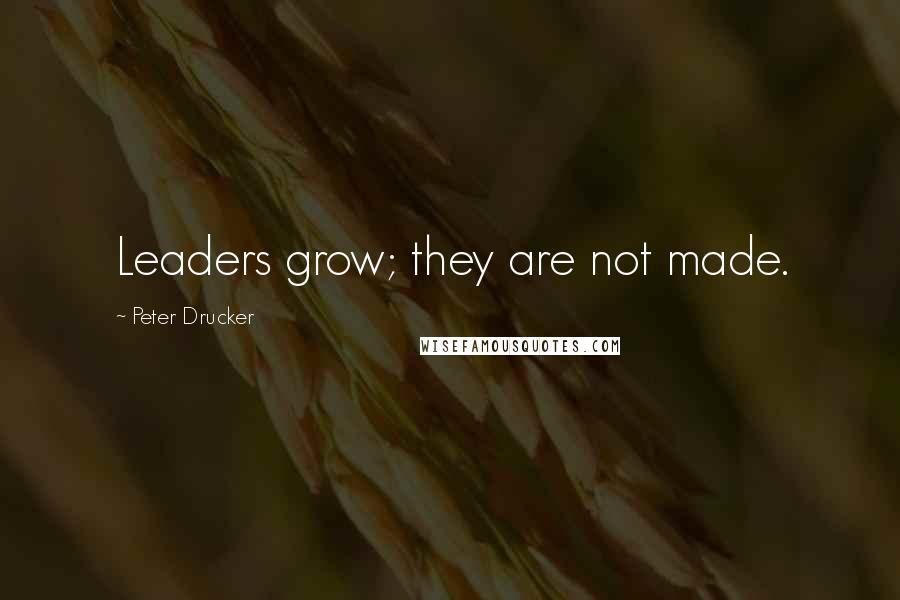 Peter Drucker Quotes: Leaders grow; they are not made.