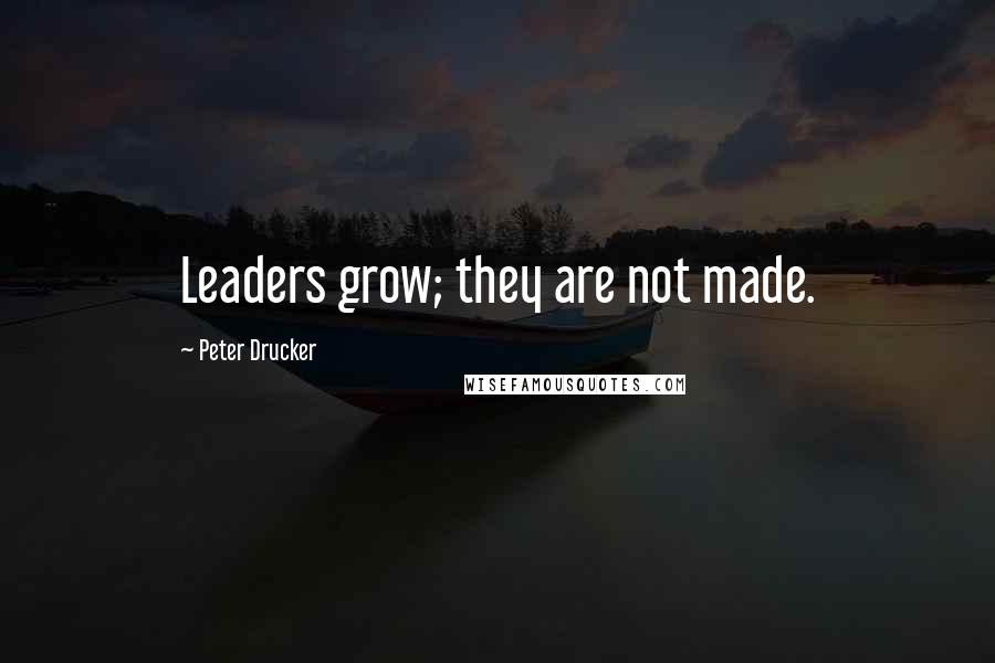 Peter Drucker Quotes: Leaders grow; they are not made.