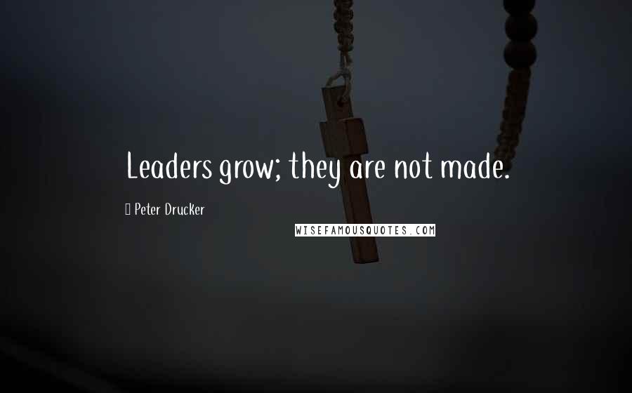 Peter Drucker Quotes: Leaders grow; they are not made.