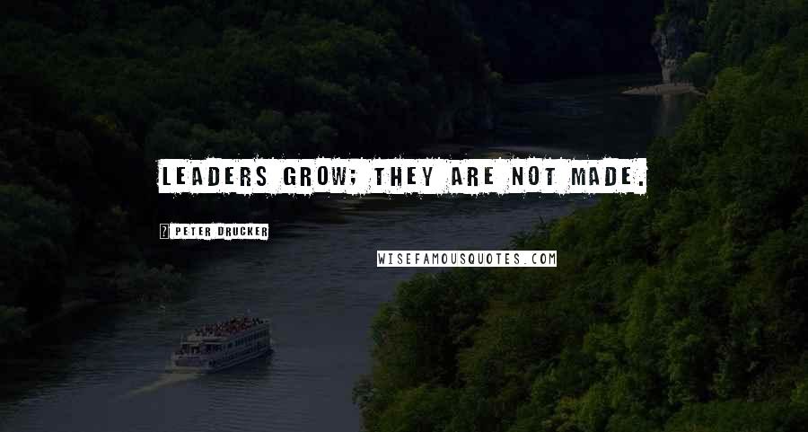 Peter Drucker Quotes: Leaders grow; they are not made.