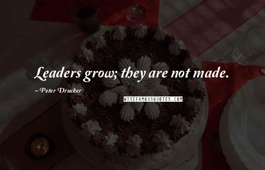 Peter Drucker Quotes: Leaders grow; they are not made.