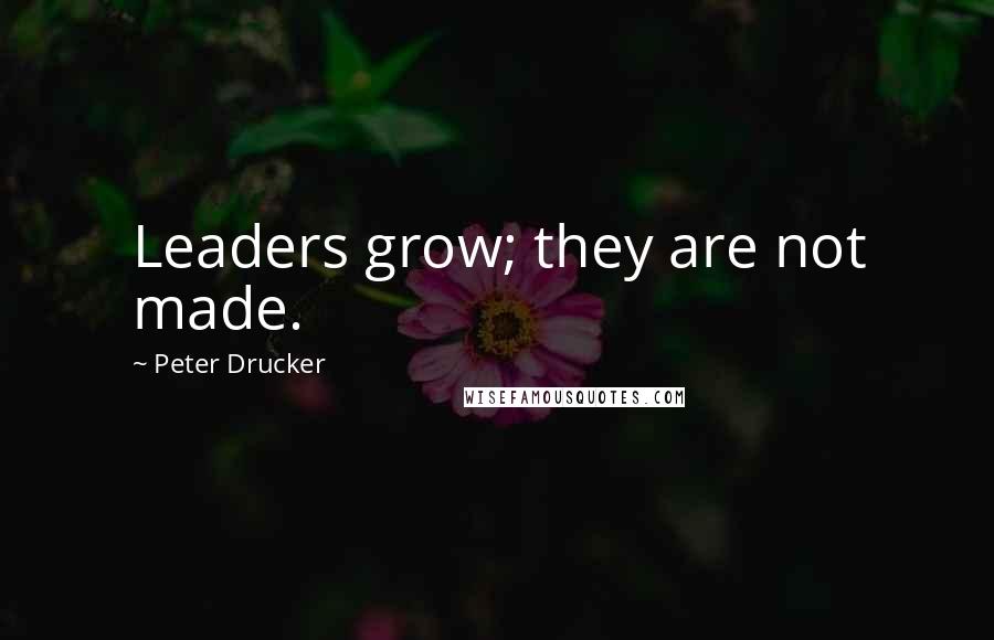 Peter Drucker Quotes: Leaders grow; they are not made.