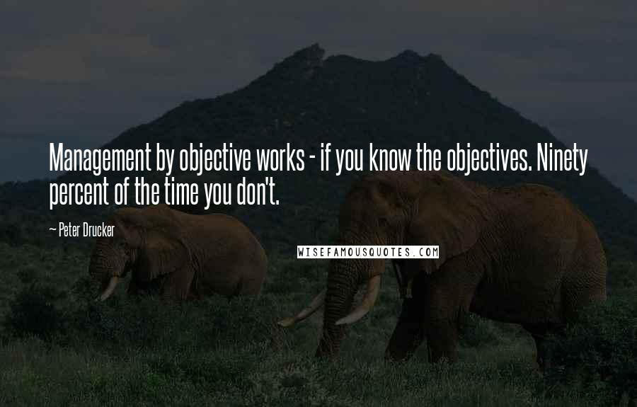 Peter Drucker Quotes: Management by objective works - if you know the objectives. Ninety percent of the time you don't.