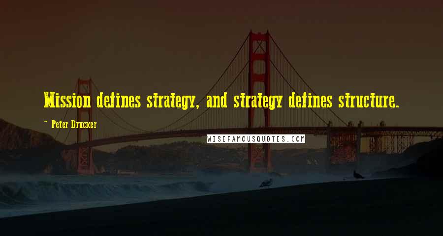 Peter Drucker Quotes: Mission defines strategy, and strategy defines structure.