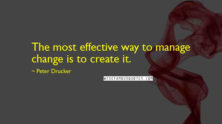 Peter Drucker Quotes: The most effective way to manage change is to create it.