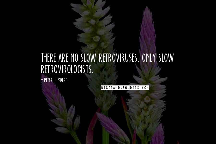 Peter Duesberg Quotes: There are no slow retroviruses, only slow retrovirologists.