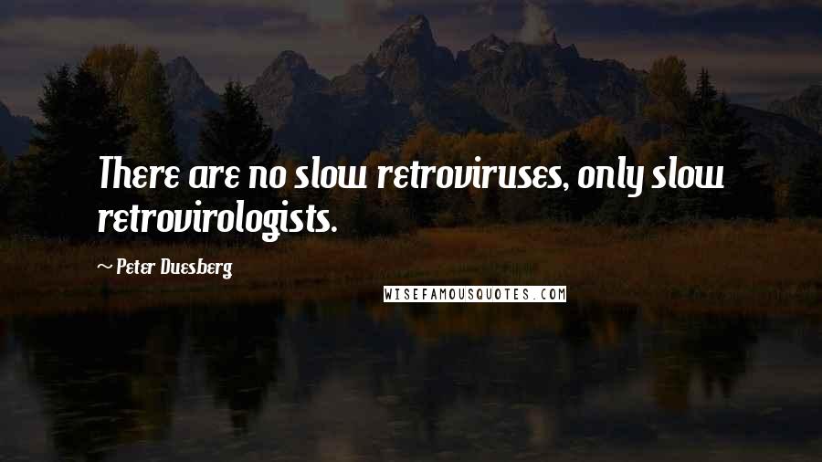 Peter Duesberg Quotes: There are no slow retroviruses, only slow retrovirologists.