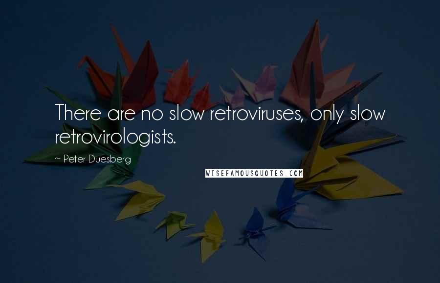 Peter Duesberg Quotes: There are no slow retroviruses, only slow retrovirologists.