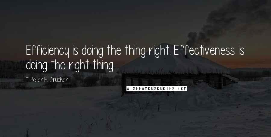 Peter F. Drucker Quotes: Efficiency is doing the thing right. Effectiveness is doing the right thing.