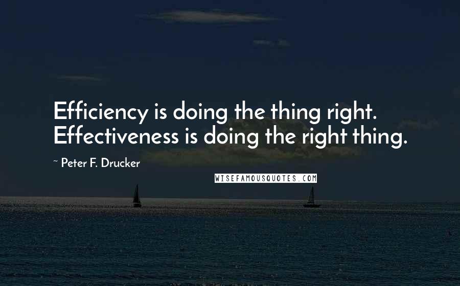 Peter F. Drucker Quotes: Efficiency is doing the thing right. Effectiveness is doing the right thing.