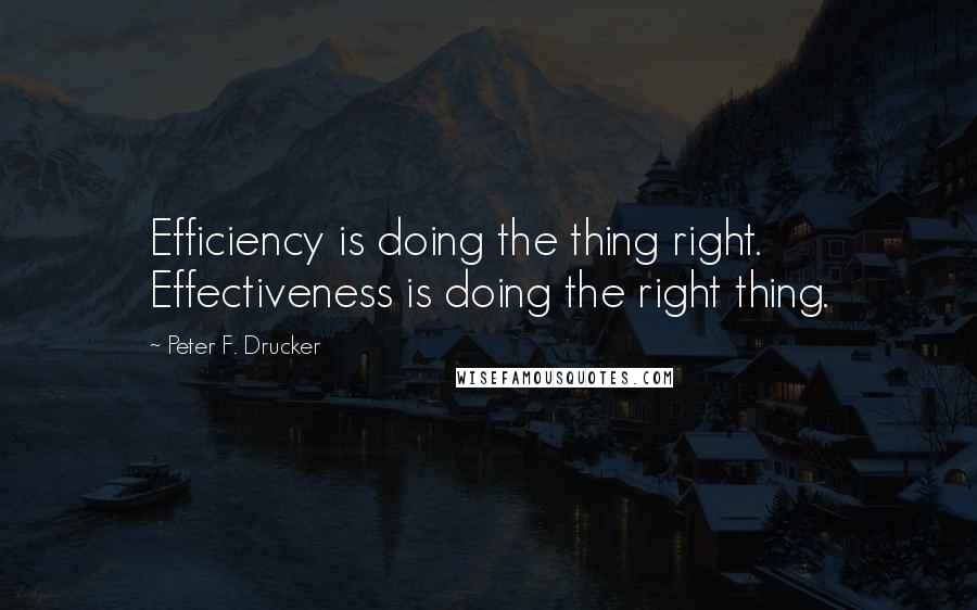 Peter F. Drucker Quotes: Efficiency is doing the thing right. Effectiveness is doing the right thing.