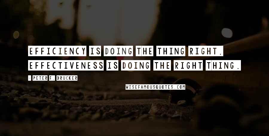 Peter F. Drucker Quotes: Efficiency is doing the thing right. Effectiveness is doing the right thing.