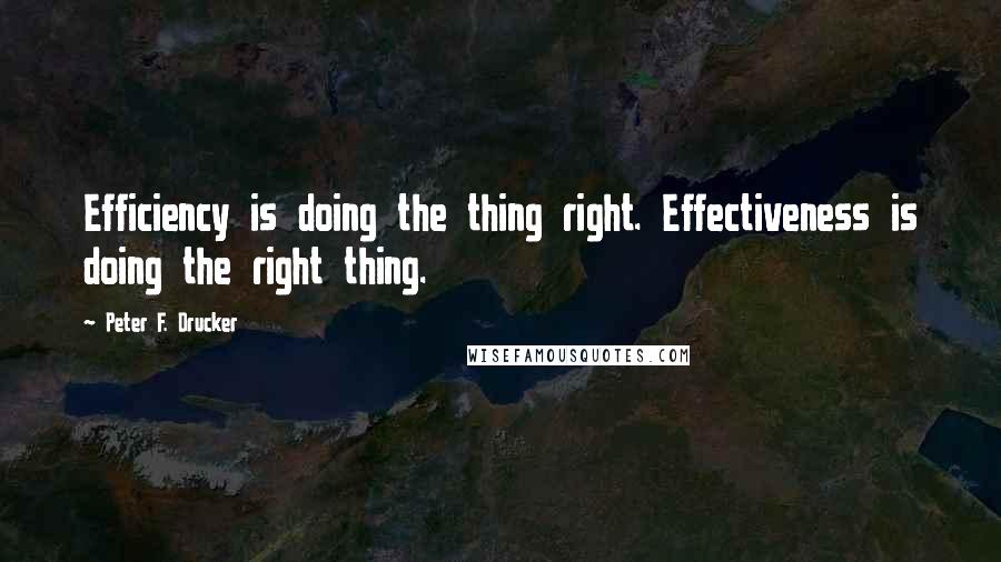 Peter F. Drucker Quotes: Efficiency is doing the thing right. Effectiveness is doing the right thing.