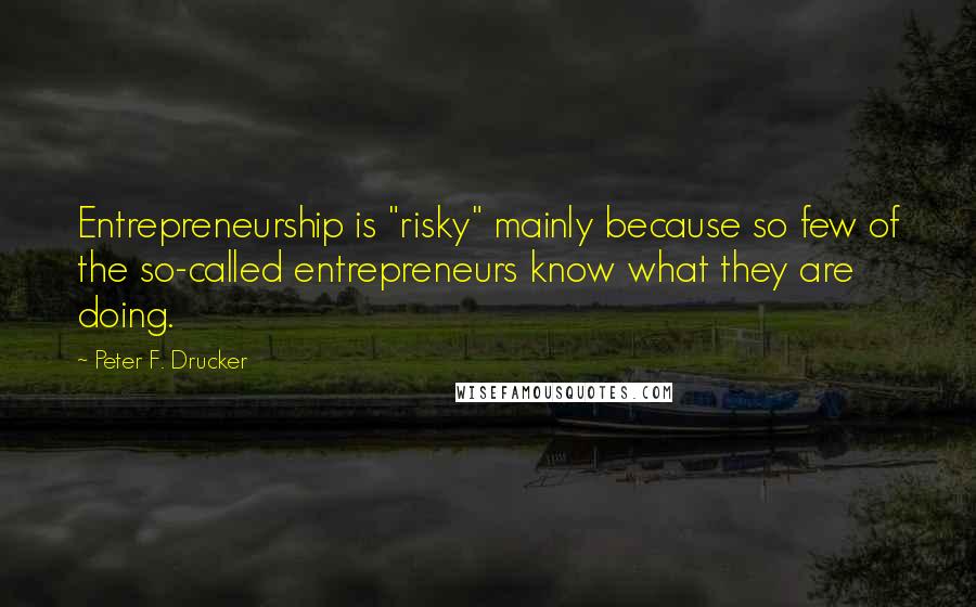 Peter F. Drucker Quotes: Entrepreneurship is "risky" mainly because so few of the so-called entrepreneurs know what they are doing.