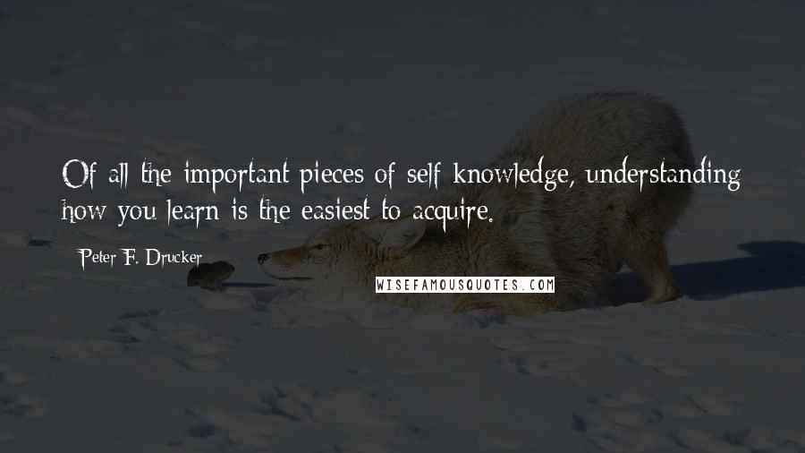 Peter F. Drucker Quotes: Of all the important pieces of self-knowledge, understanding how you learn is the easiest to acquire.