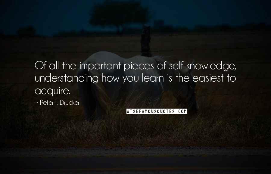 Peter F. Drucker Quotes: Of all the important pieces of self-knowledge, understanding how you learn is the easiest to acquire.