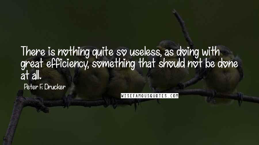 Peter F. Drucker Quotes: There is nothing quite so useless, as doing with great efficiency, something that should not be done at all.