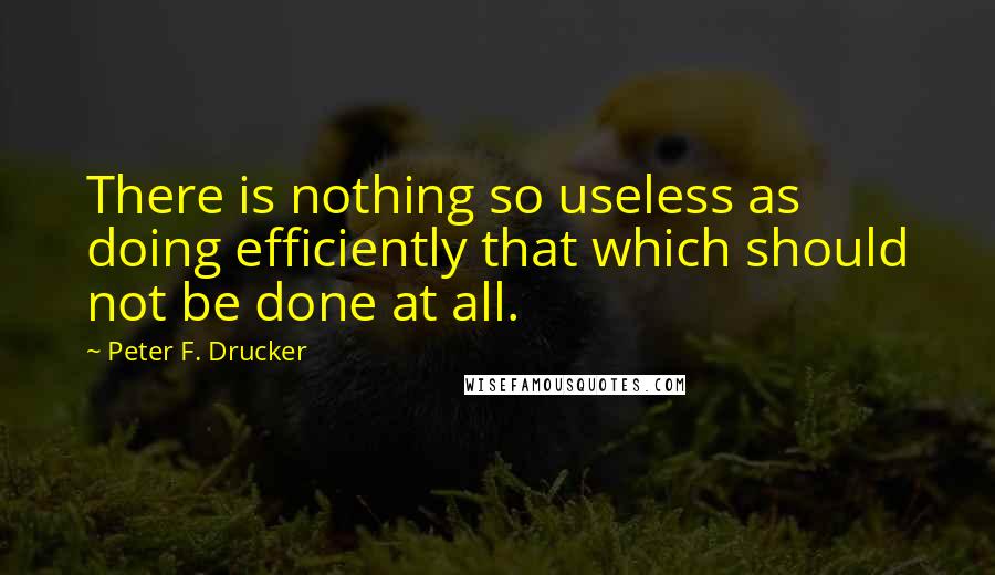 Peter F. Drucker Quotes: There is nothing so useless as doing efficiently that which should not be done at all.