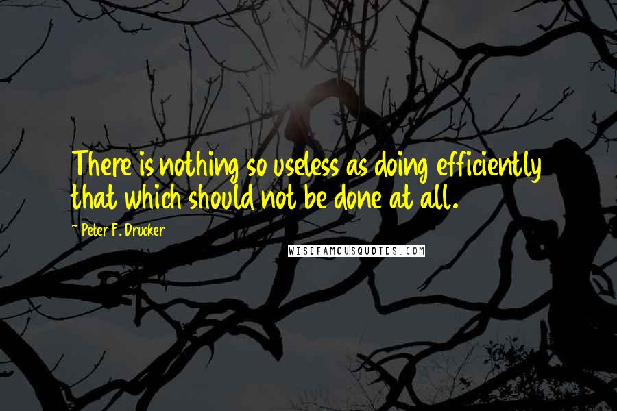 Peter F. Drucker Quotes: There is nothing so useless as doing efficiently that which should not be done at all.