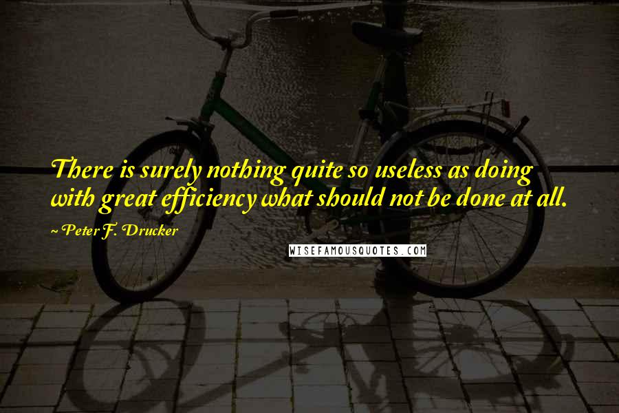 Peter F. Drucker Quotes: There is surely nothing quite so useless as doing with great efficiency what should not be done at all.