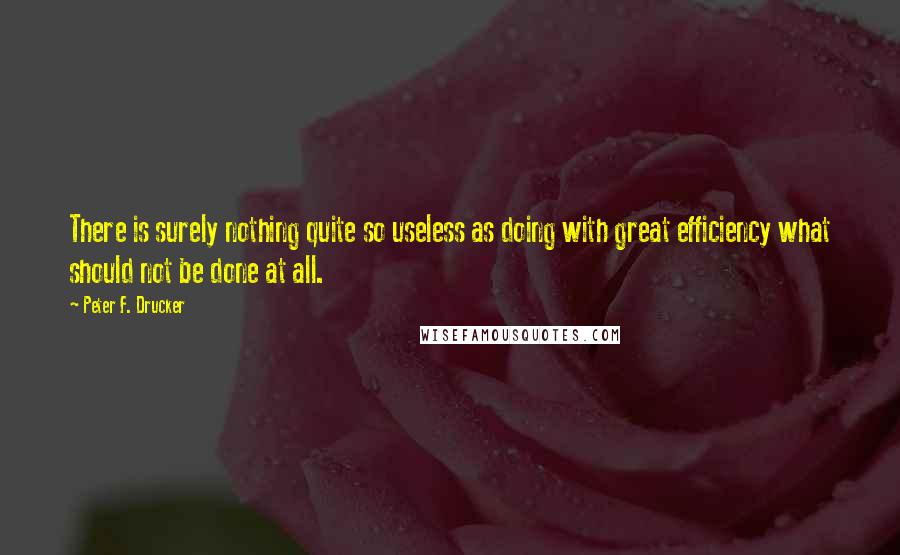 Peter F. Drucker Quotes: There is surely nothing quite so useless as doing with great efficiency what should not be done at all.