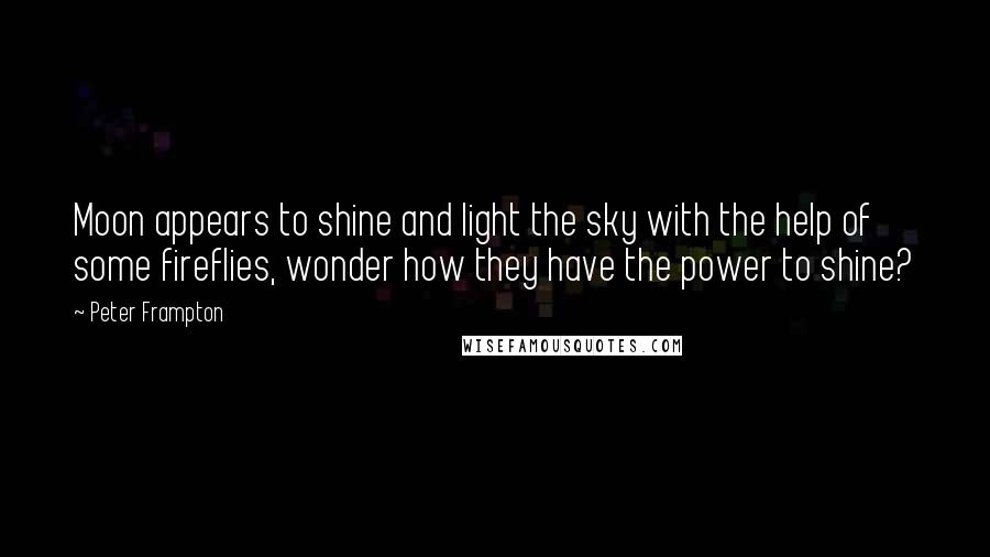 Peter Frampton Quotes: Moon appears to shine and light the sky with the help of some fireflies, wonder how they have the power to shine?