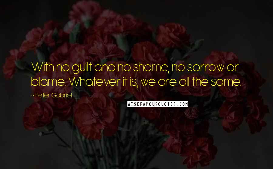 Peter Gabriel Quotes: With no guilt and no shame, no sorrow or blame. Whatever it is, we are all the same.