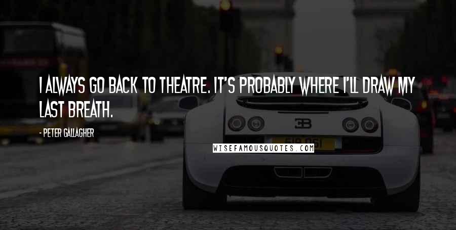 Peter Gallagher Quotes: I always go back to theatre. It's probably where I'll draw my last breath.