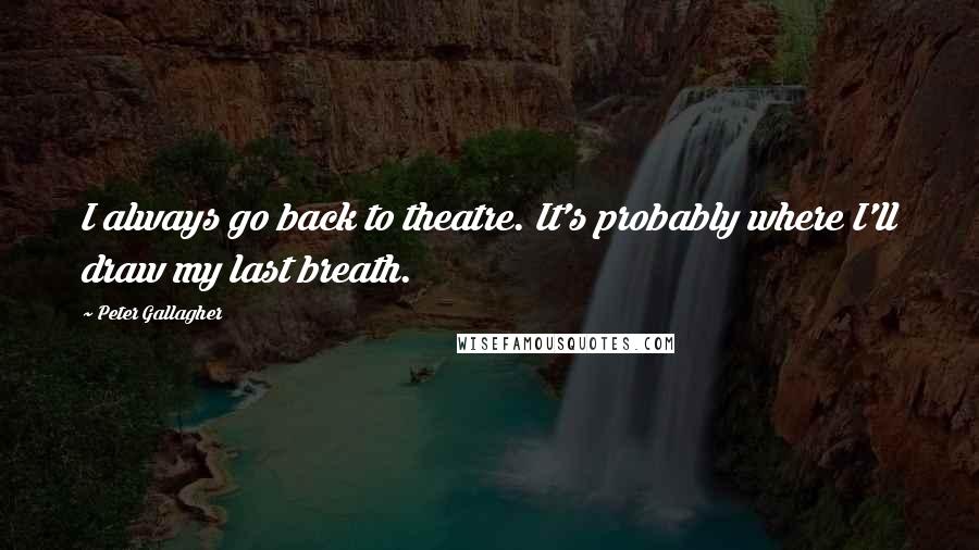 Peter Gallagher Quotes: I always go back to theatre. It's probably where I'll draw my last breath.