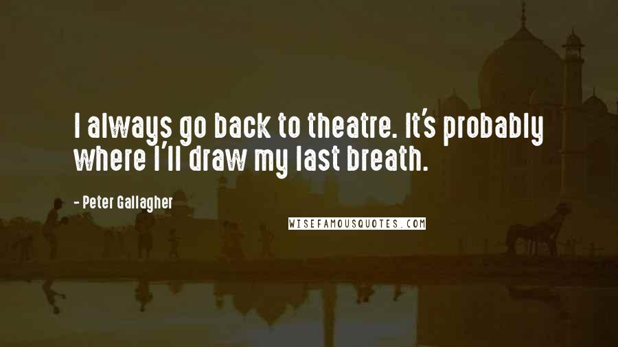 Peter Gallagher Quotes: I always go back to theatre. It's probably where I'll draw my last breath.